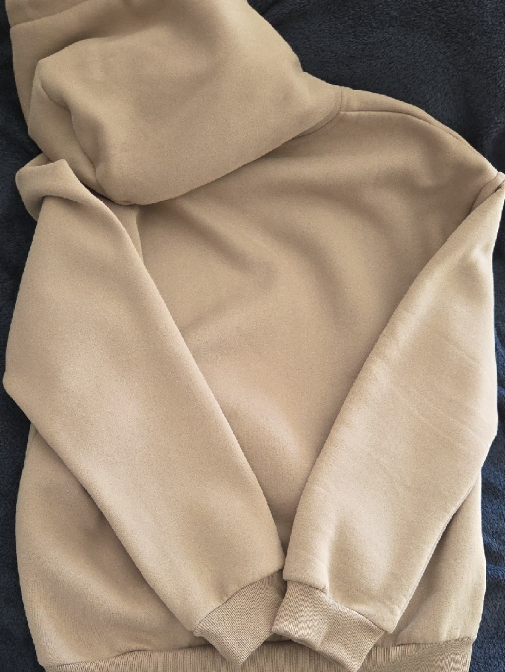 Women's Beige Hooded Sweatshirt - Comfort Embossed Logo - Picture 3 of 4